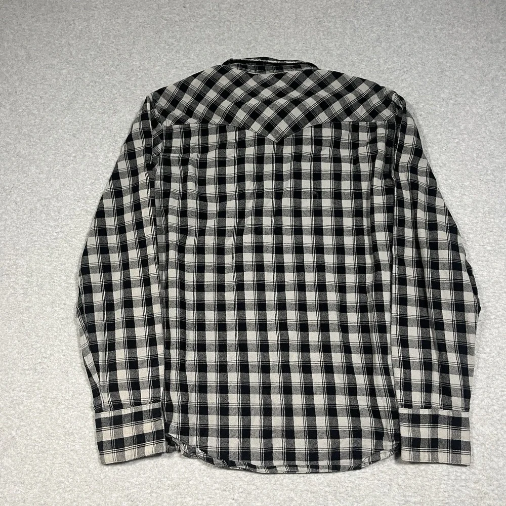 Levis Shirt Mens Small Gray Plaid Pearl Snap Flannel Western Cowboy Long Sleeve